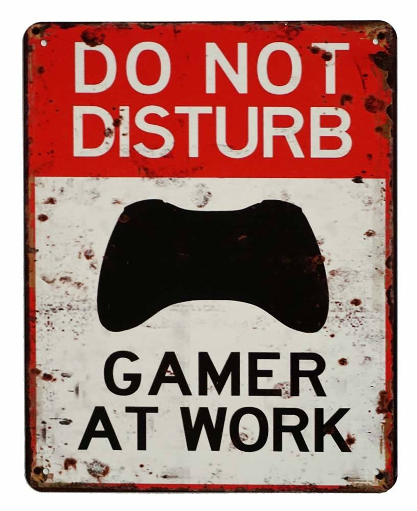 Blechschild DO NOT DISTURB GAMER AT WORK Türschild Deko Gamer Zimmer 25x20cm