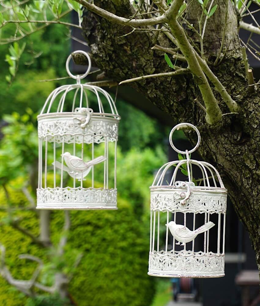 Deko Vogelkäfig Dekokäfig 2er-Set Vögel Nostalgie Antik-Stil Weiß