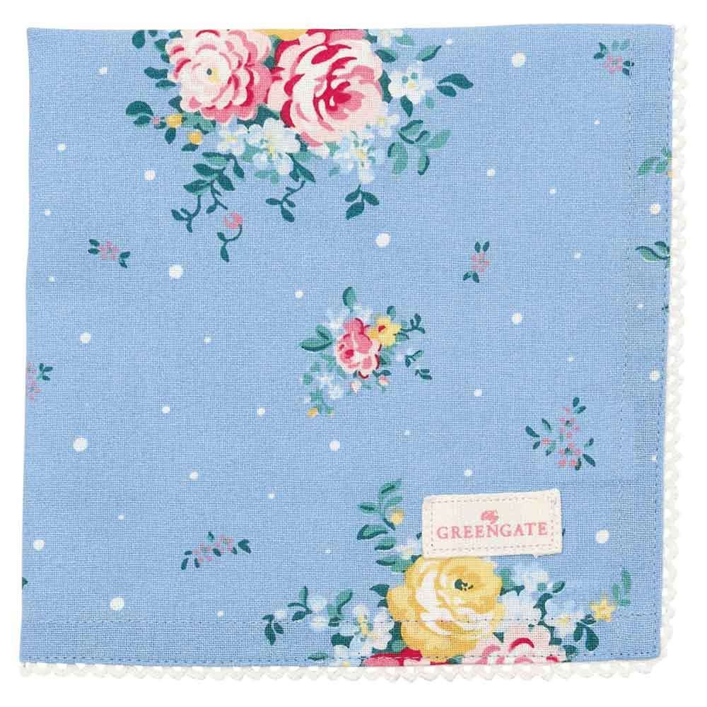 Greengate Stoffserviette Laura Dusty Blue Blumen 40x40cm