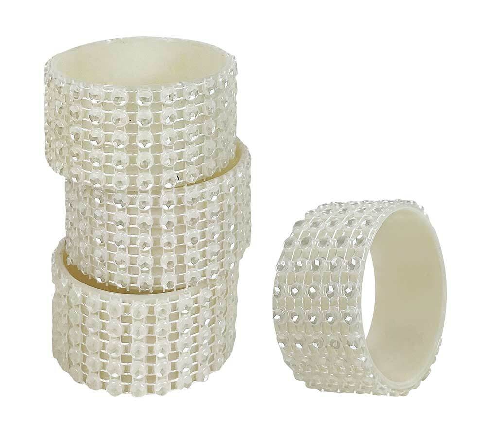 Serviettenringe Weiß Schmuck 4 Stück Serviettenhalter Diamant Tischdeko Hochzeit