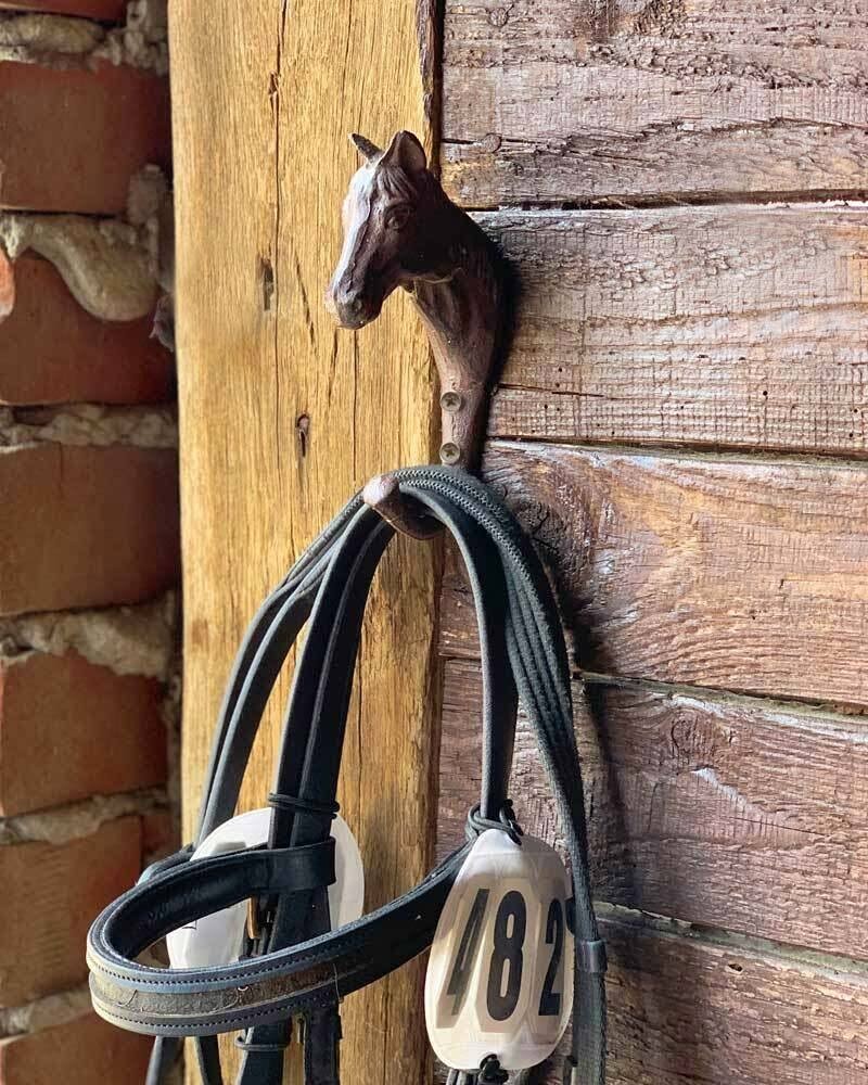 Garderobenhaken Pferdekopf Trensenhalter Pferd Haken Gusseisen Antik-Stil Braun