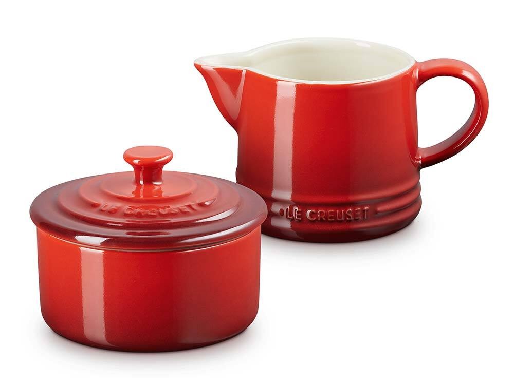 Le Creuset Zucker und Milch Set Steinzeug Kirschrot