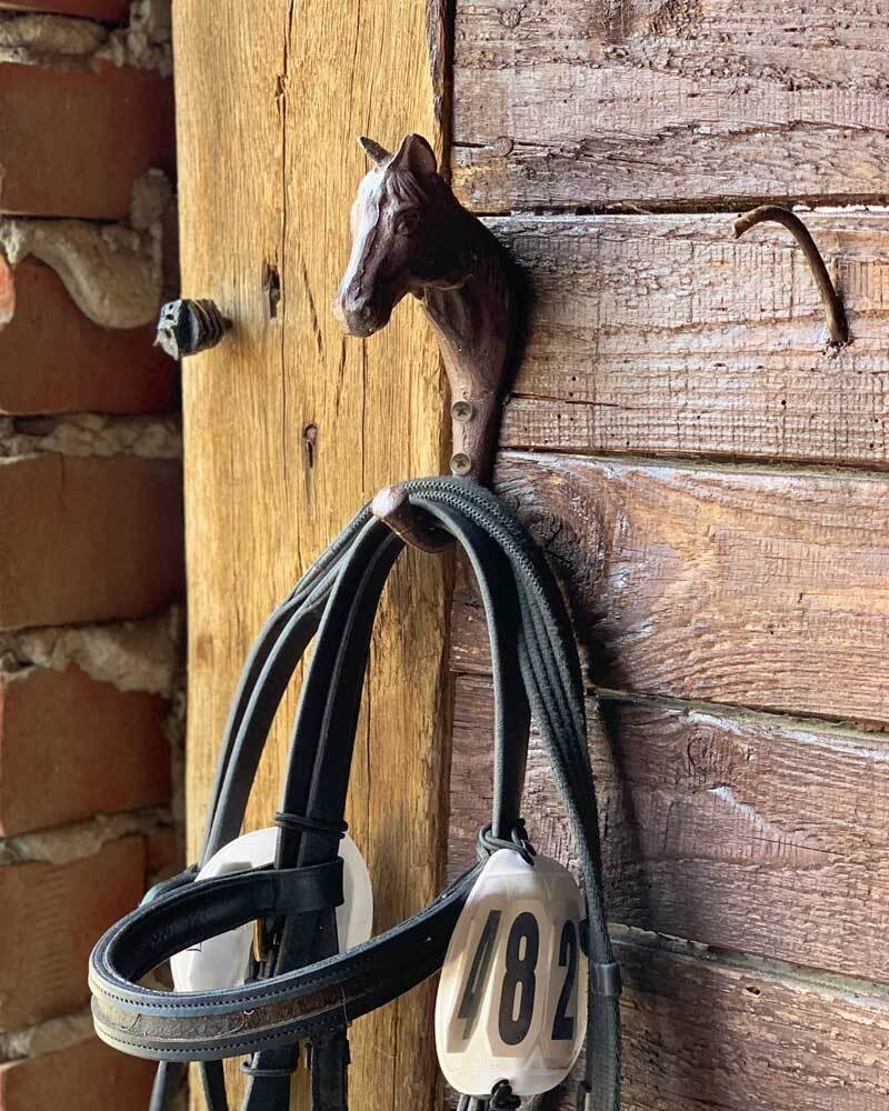 Garderobenhaken Pferdekopf Trensenhalter Pferd Haken Gusseisen Antik-Stil Braun