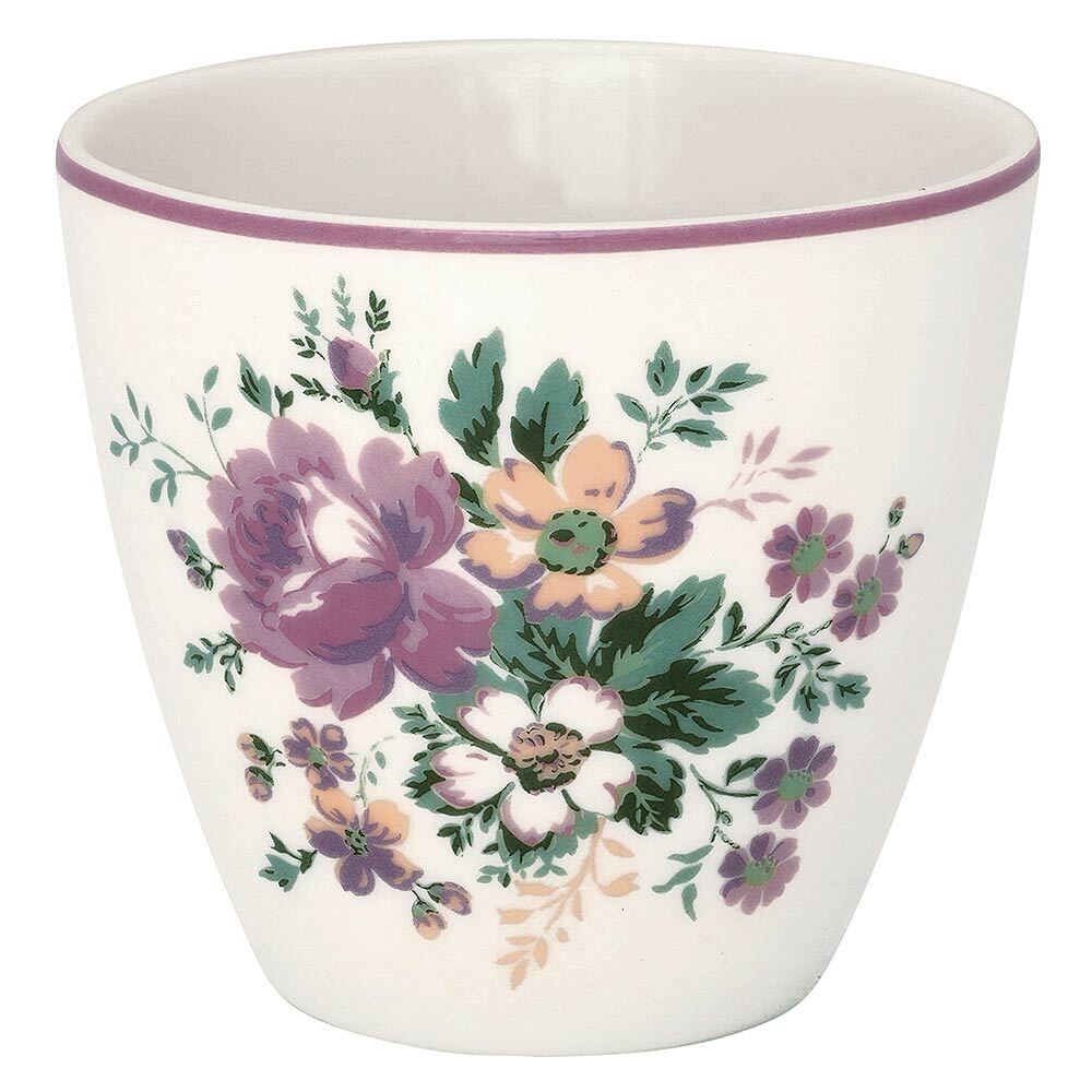 Greengate Latte Cup Marie Dusty Rose Tasse Steingut Weiß Blumen