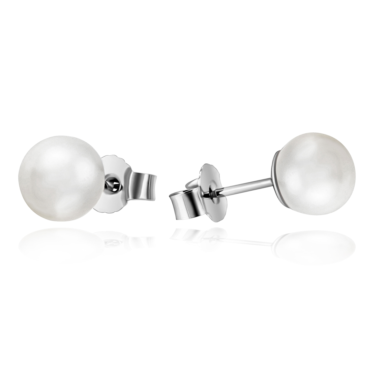 Paar Ohrstecker 750 Weißgold 2 Akoya Perlen 7-7,5 mm Durchmesser