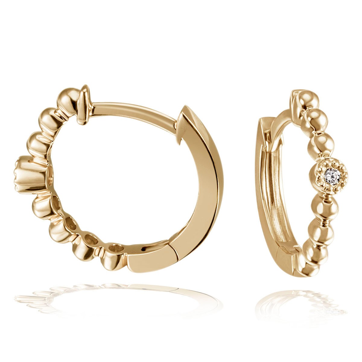 Paar Creolen 585 Gelbgold Ohrringe 2 Brillanten zus. 0,02 ct.