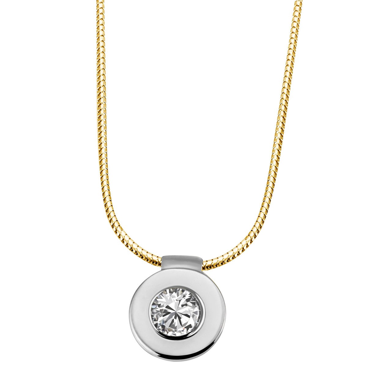 Stella Diamant Collier 750/- Bicolor 1 Brillant 0.50 ct. Lupenrein oder SI - Exp...