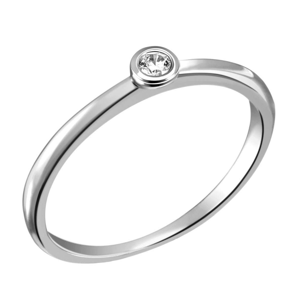 Stella Diamant Ring 585/- Weißgold 1 Brillant 0.05/ 0.10/ 0.15 ct. VS/G