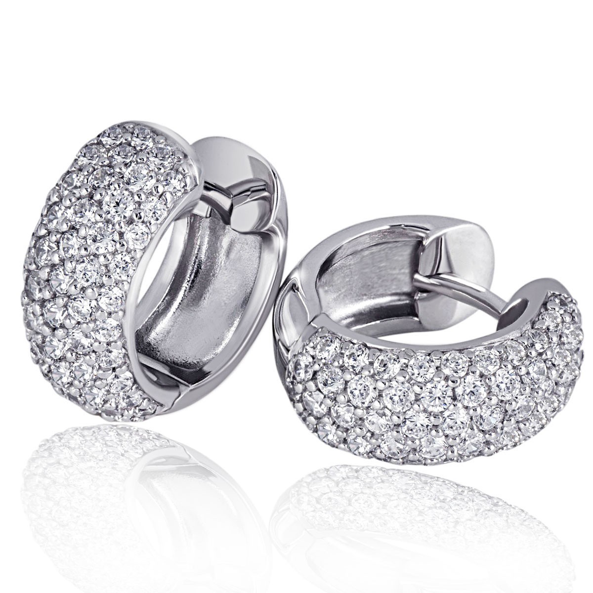 Paar Creolen Pavee 925 Sterlingsilber Ohrringe 108 Zirkonia 6er Stotzen