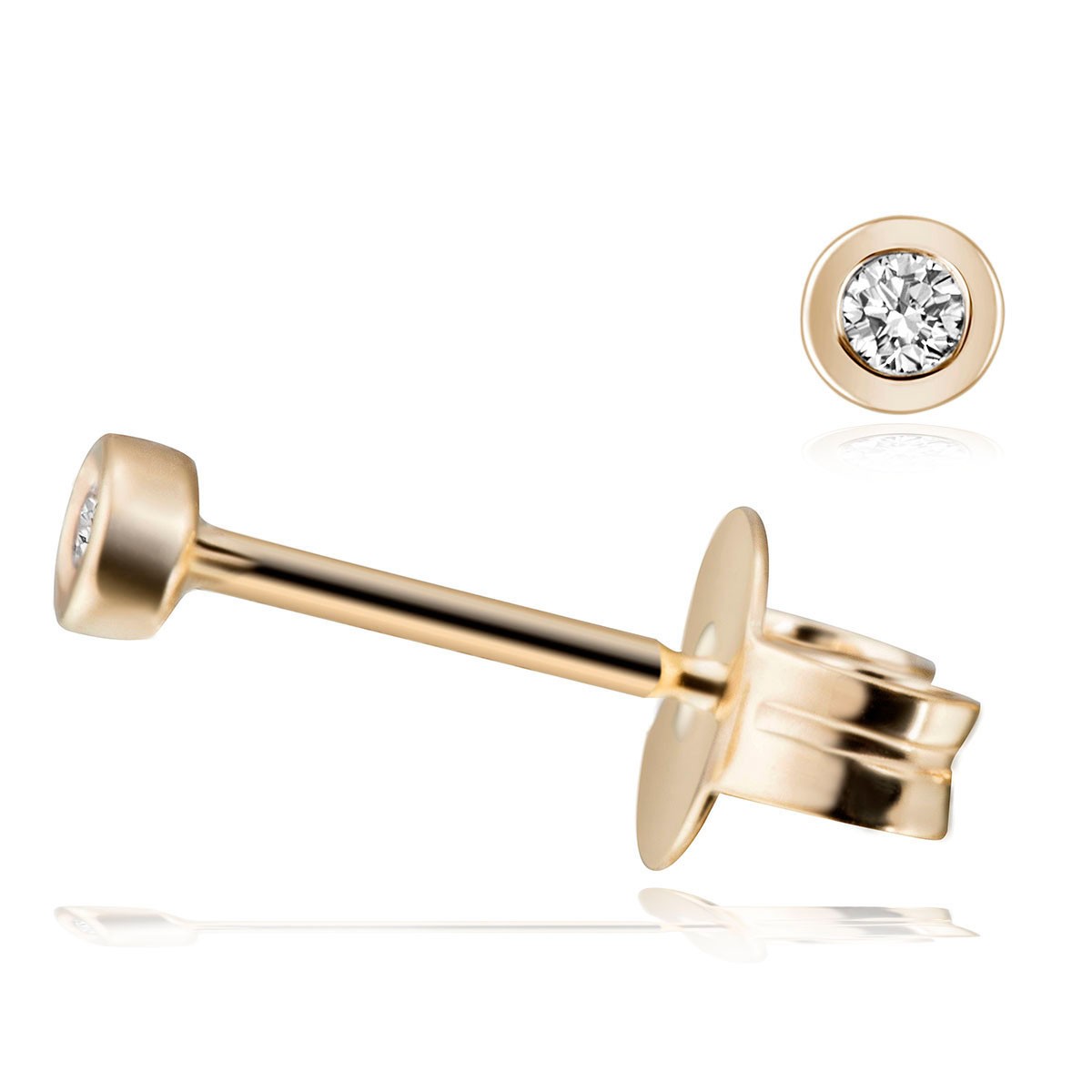 Stella Diamant Ohrstecker Paar 585/- Gelbgold 2 Brillanten zus. 0.05/ 0.10/ 0.15...