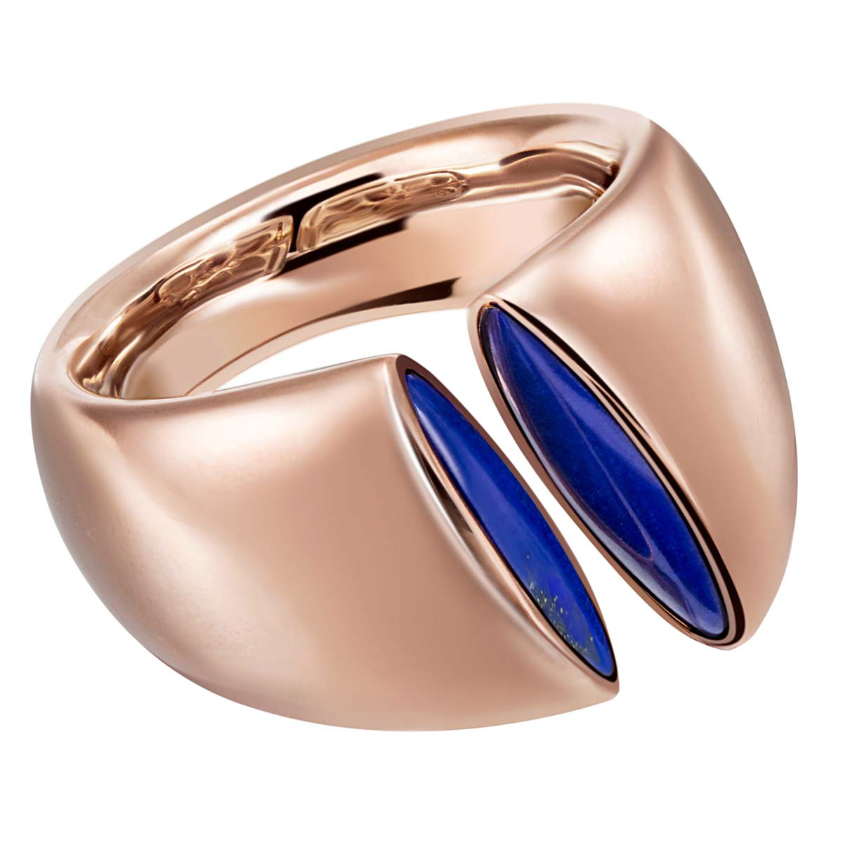 Damen Ring Kleopatra 750 Rotgold mit 2 echten Lapis Lazuli Edelsteinen Größe 56