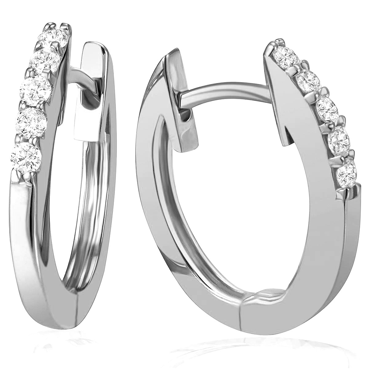 Paar Creolen 375 Weißgold Ohrringe 10 Brillanten zus. 0,16 ct.