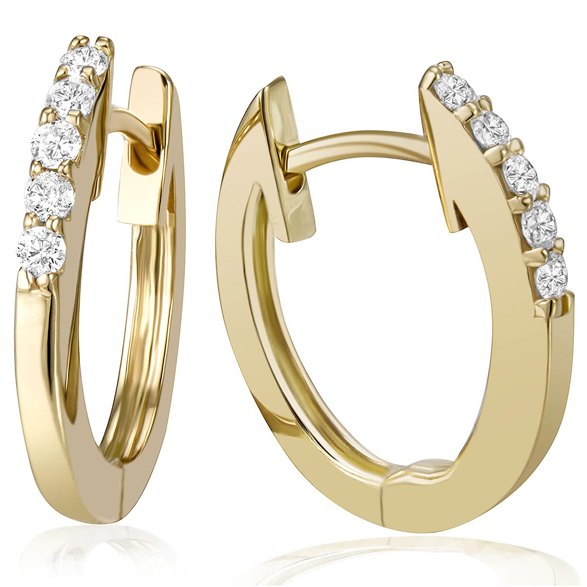 Paar Creolen 375 Gelbgold Ohrringe 10 Brillanten zus. 0,16 ct.