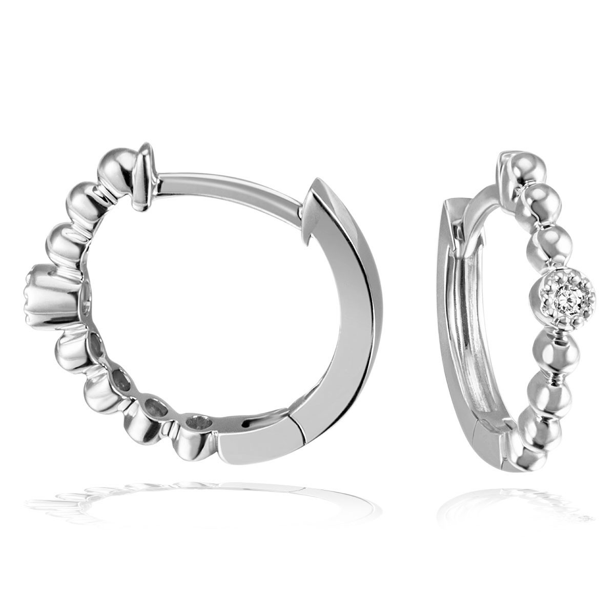 Paar Creolen 585 Weißgold Ohrringe 2 Brillanten zus. 0,02 ct.