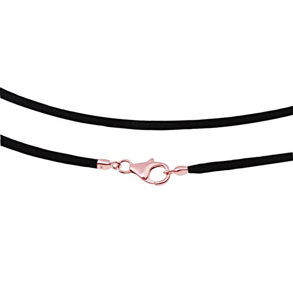 Seidenkette schwarz 750 Rotgold 45 cm