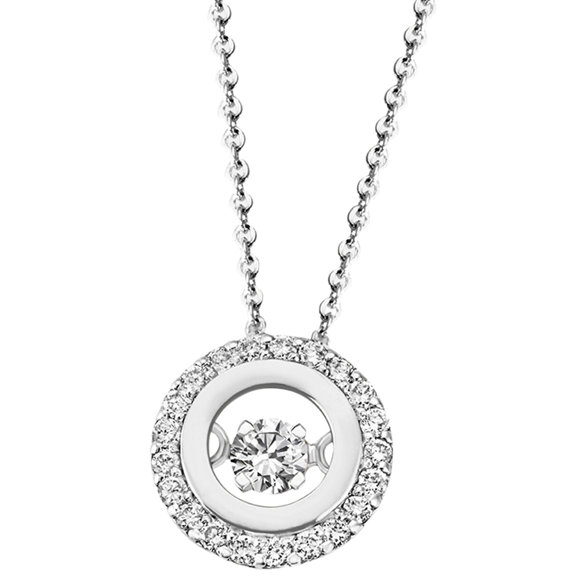 Collier Dancing Stone 750 Weißgold 22 Brillanten 0.17 ct SI1/H