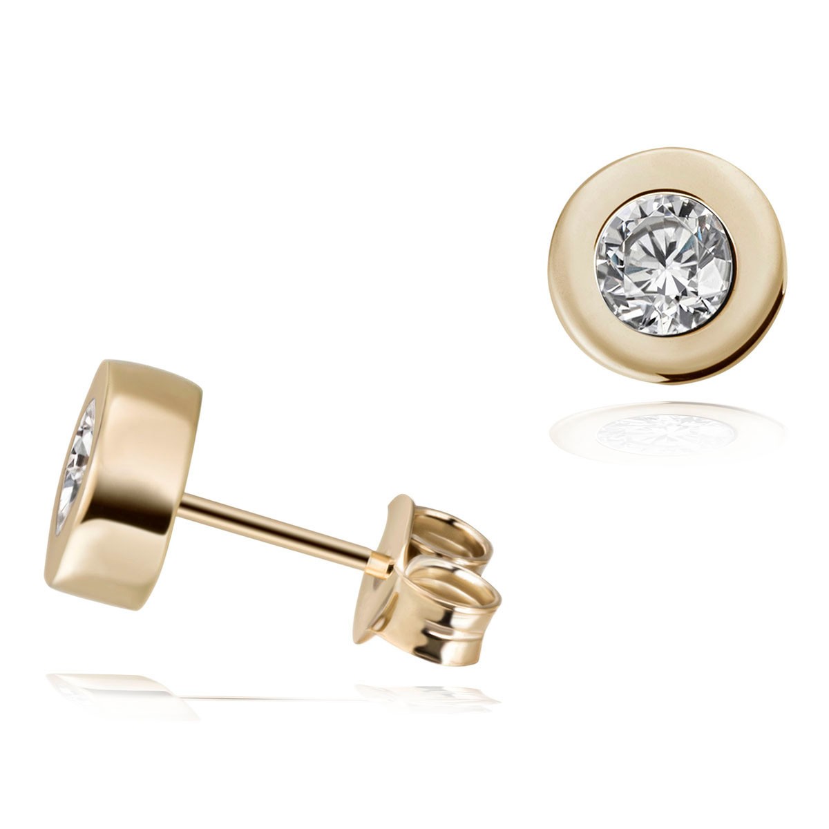 Stella Diamant Ohrstecker Paar 750/- Gelbgold 2 Brillanten zus. 1.00 ct. Lupenre...