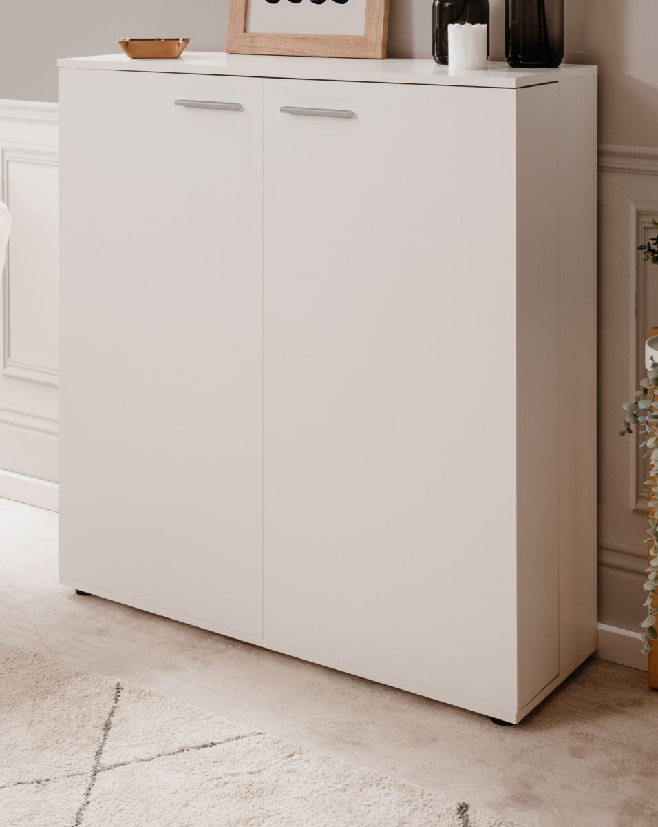 Schuhschrank Logu in weiß 100 x 110 cm