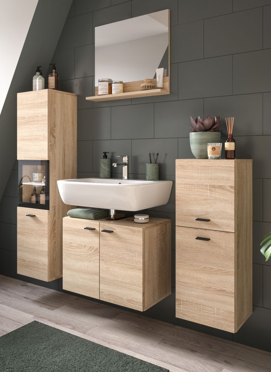 Badmöbel Set Lowell in Eiche 4-teilig 140 cm