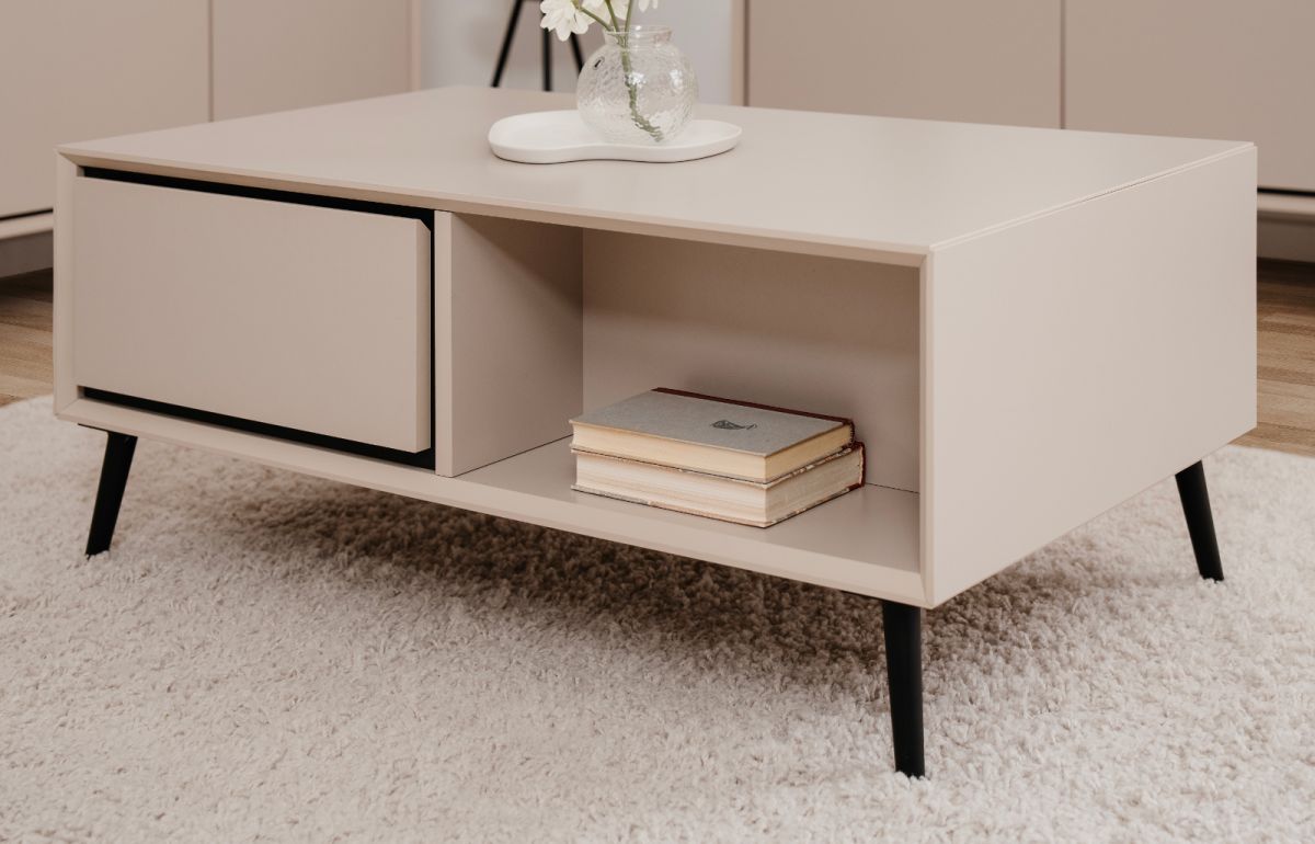 Couchtisch Brebbia in sand und schwarz 94 x 55 cm