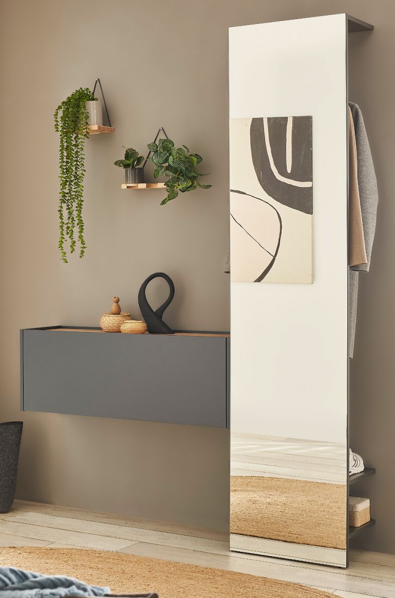 Garderobe Set 2-tlg. Center in grau matt und Eiche Wotan 150 x 200 cm