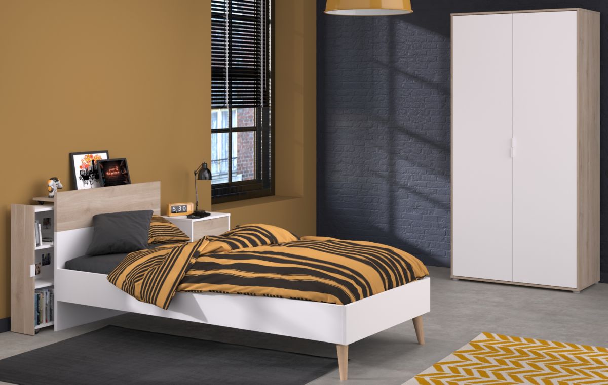 Parisot Kinderzimmer Aalborg in weiß und Eiche Jugendzimmer Set 4-tlg.