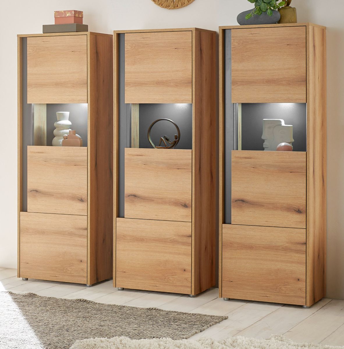Schrank Set 3-teilig Center in Eiche Evoke 190 x 155 cm
