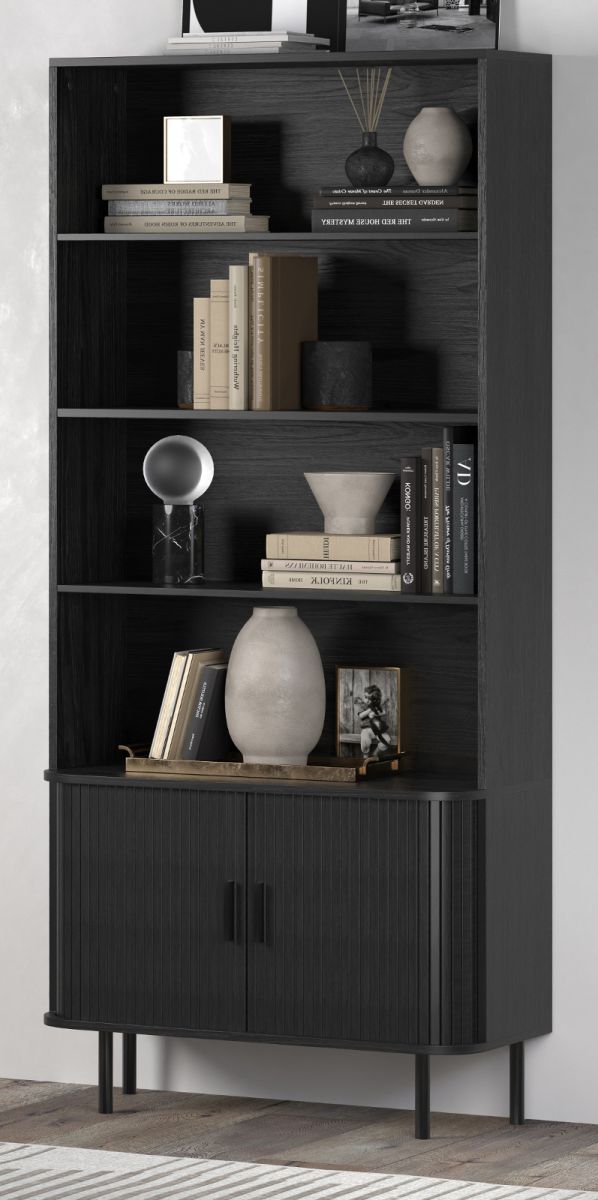 Regalschrank Ronin in Esche schwarz 80 x 172 cm