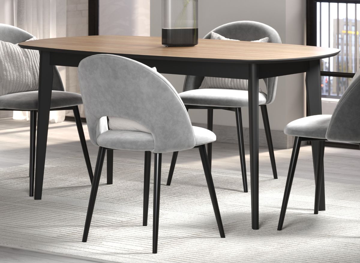 Esstisch Ronin in Eiche und schwarz 160 x 90 cm