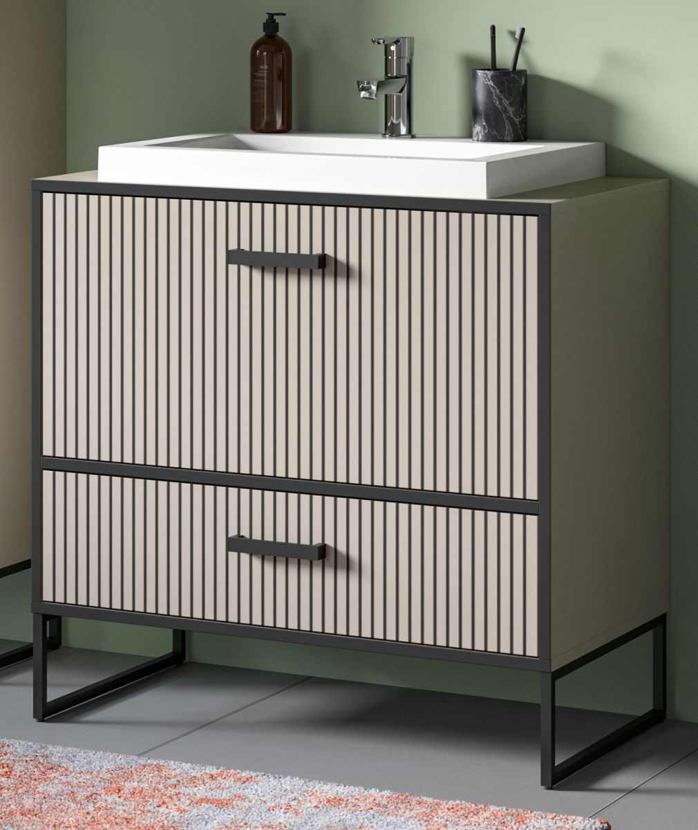 Waschbeckenunterschrank mit Waschbecken Scana in sand 80 cm