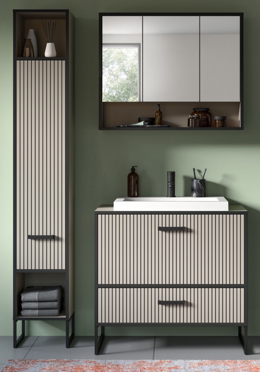 Badmöbel Set Scana in sand mit Waschbecken 125 cm