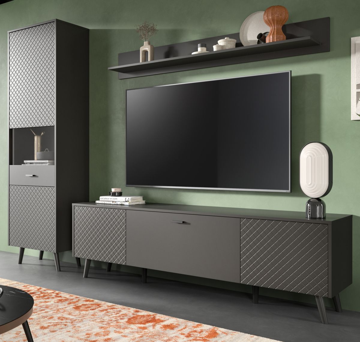 Wohnwand Madea in grau matt 258 cm