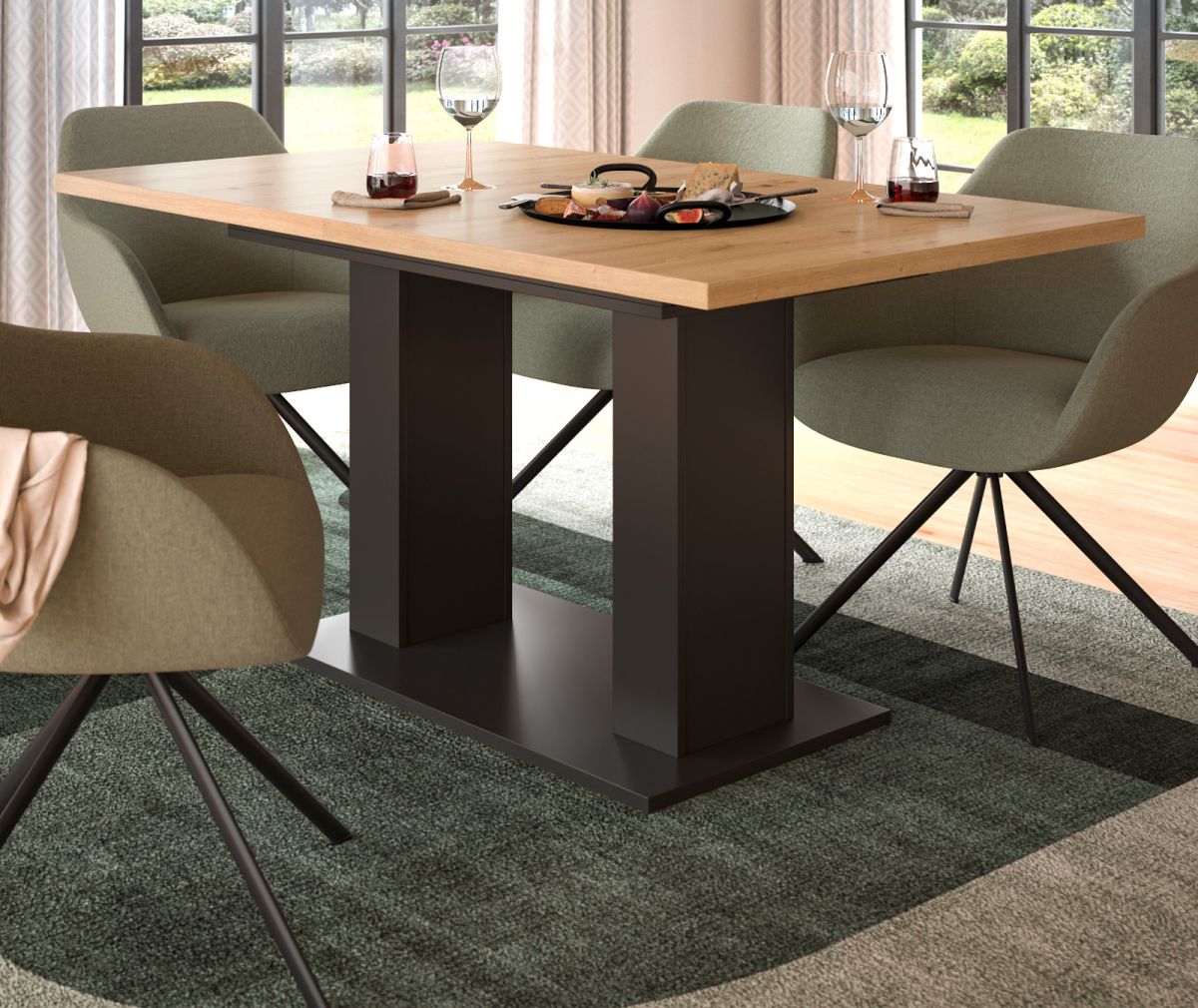 Esstisch Home-X in Eiche und grau ausziehbar 150 - 190 cm