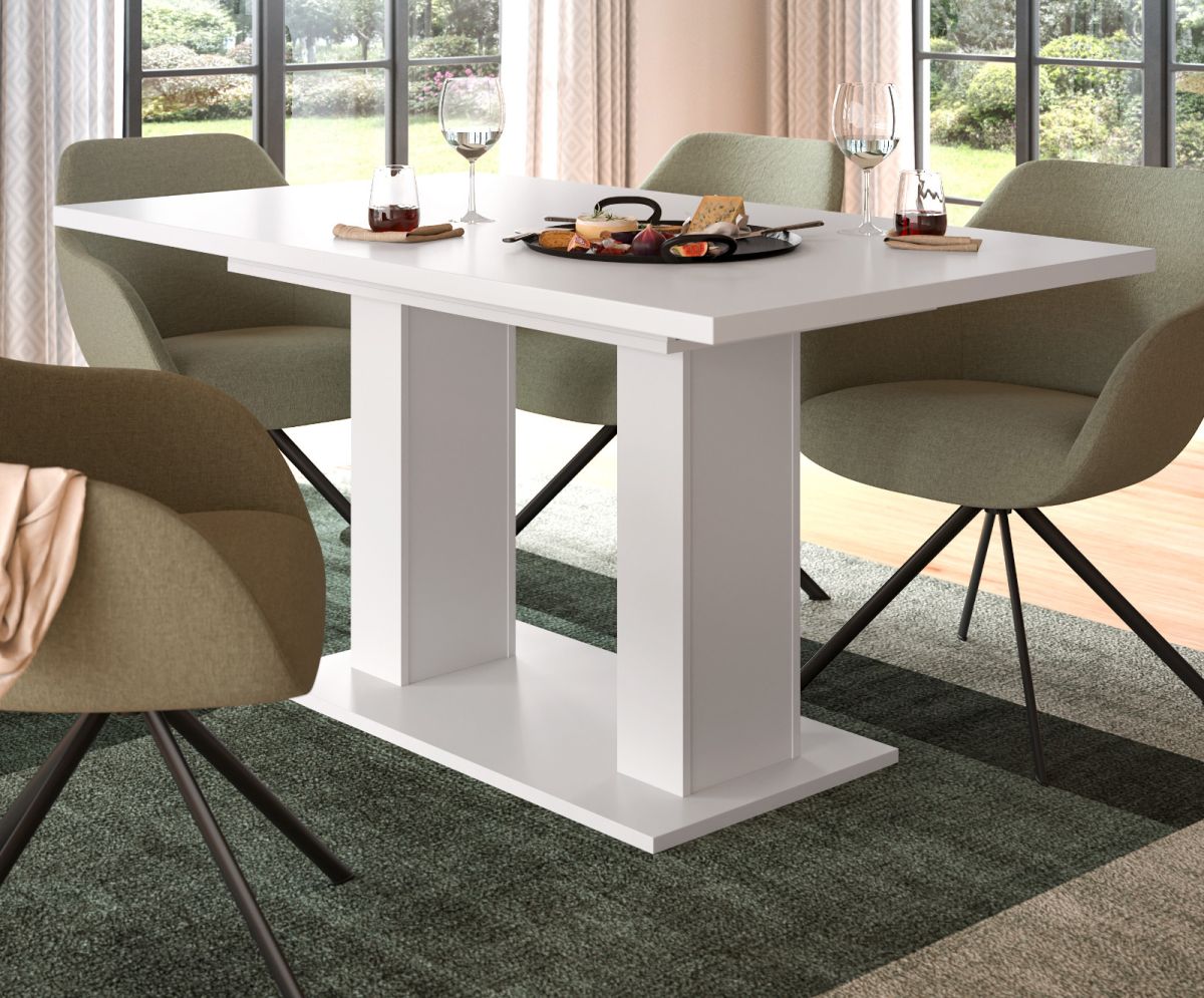 Esstisch Home-X in weiß ausziehbar 150 - 190 cm