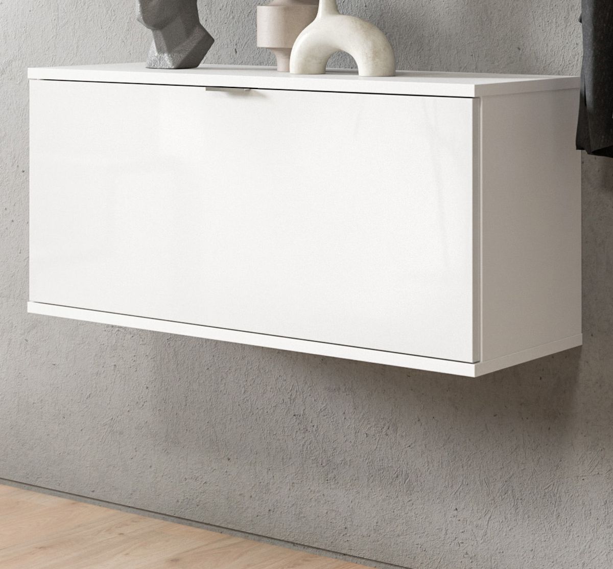 Schuhschrank SystemX in weiß Hochglanz 91 cm