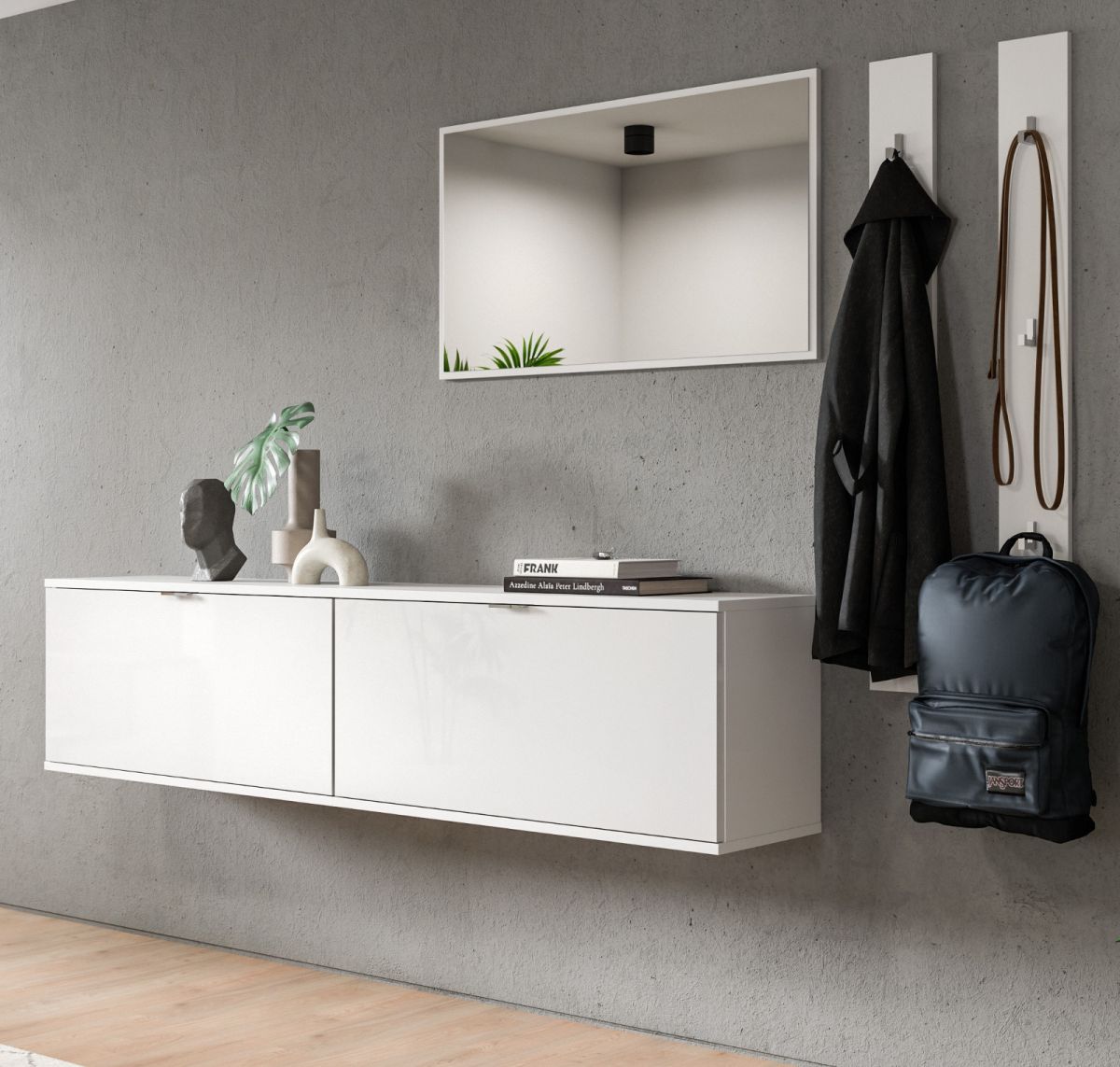 Garderobe Set 5-teilig SystemX in weiß Hochglanz 238 cm