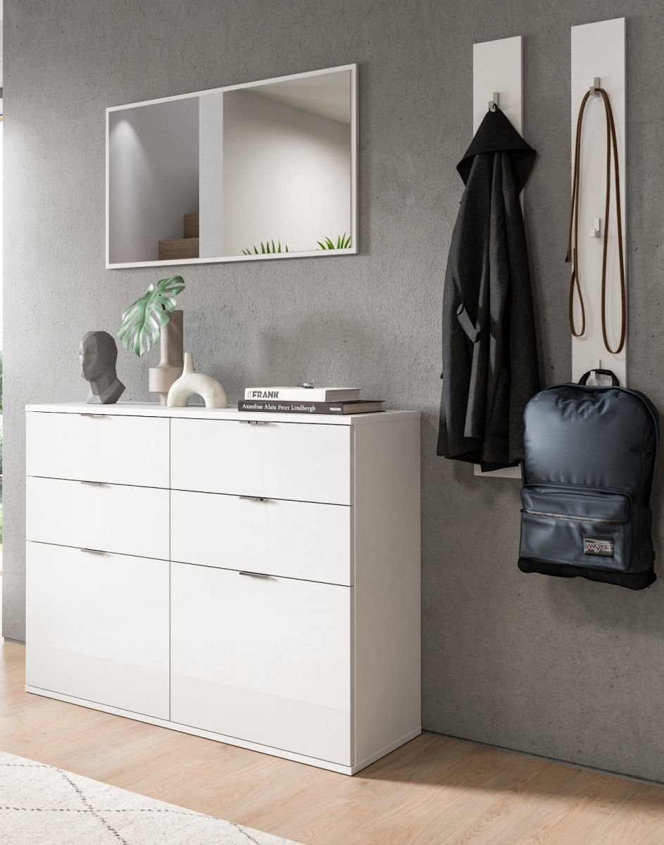 Garderobe Set 4-teilig SystemX in weiß Hochglanz 166 cm