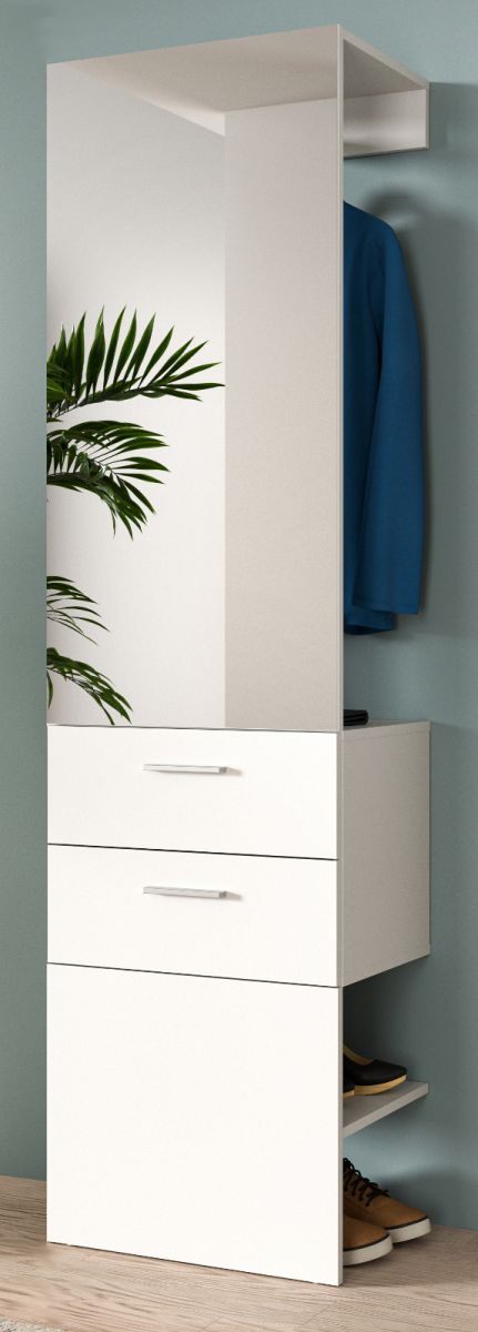 Garderobe mit Spiegel Carry in weiß 52 x 190 cm