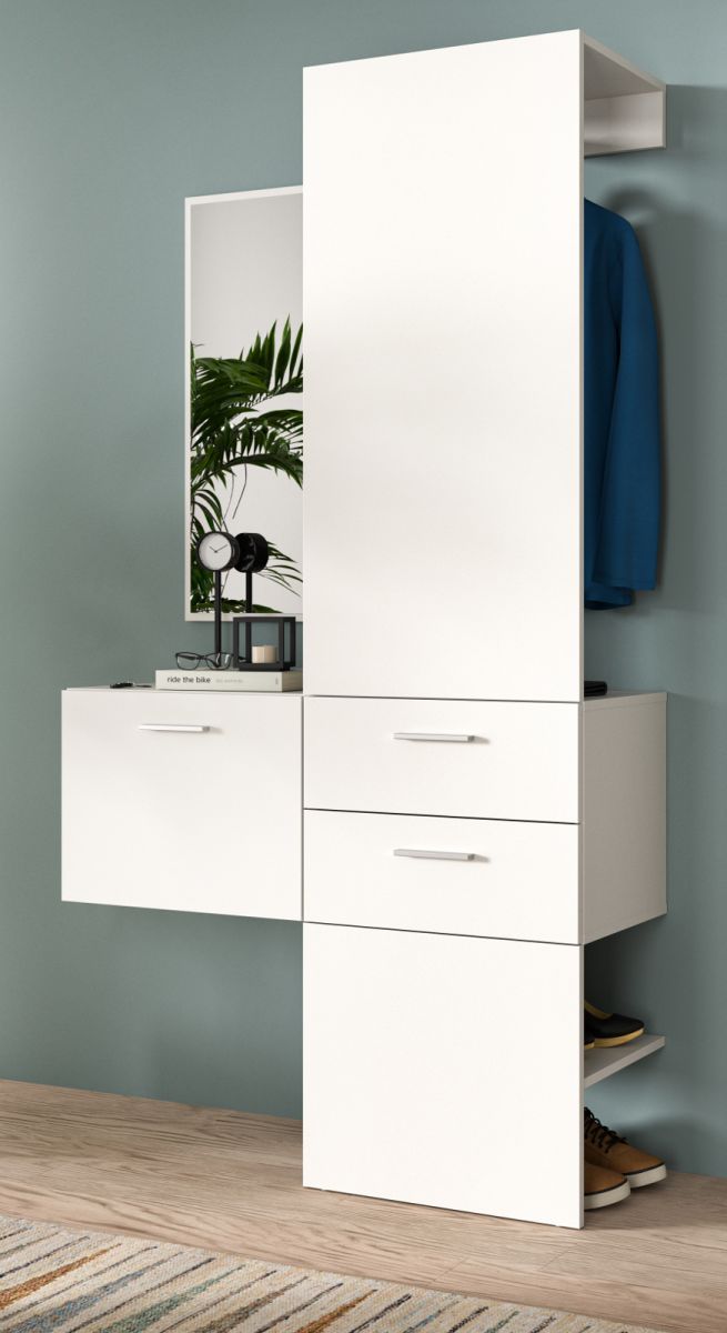 Garderobe Set mit Spiegel Carry in weiß 104 x 190 cm