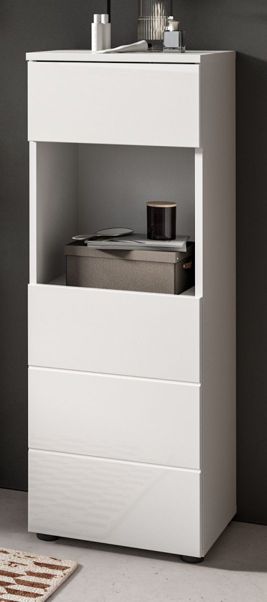 Badezimmer Kommode Larik in weiß Hochglanz 38 x 106 cm