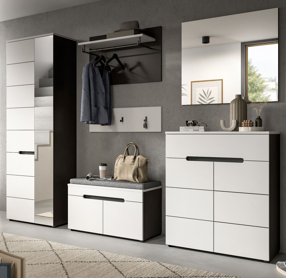 Garderobe Set 6-tlg. Cooper in weiß und grau 255 cm