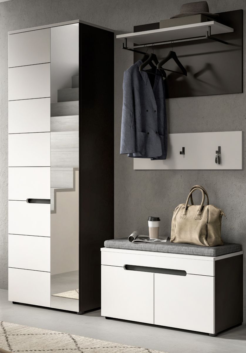 Garderobe Set 4-tlg. Cooper in weiß und grau 160 cm