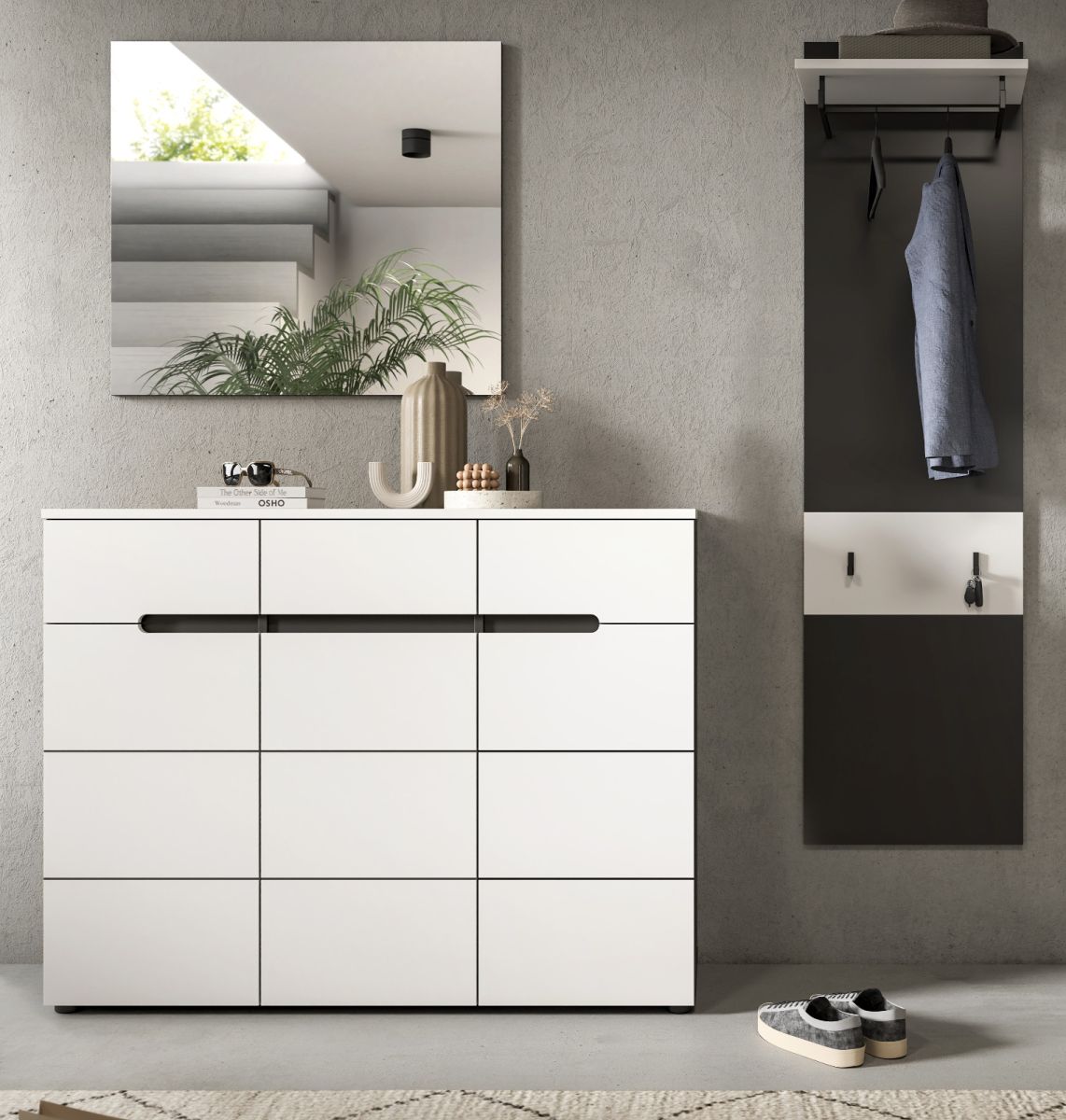 Garderobe Set 3-tlg. Cooper in weiß und grau 180 cm