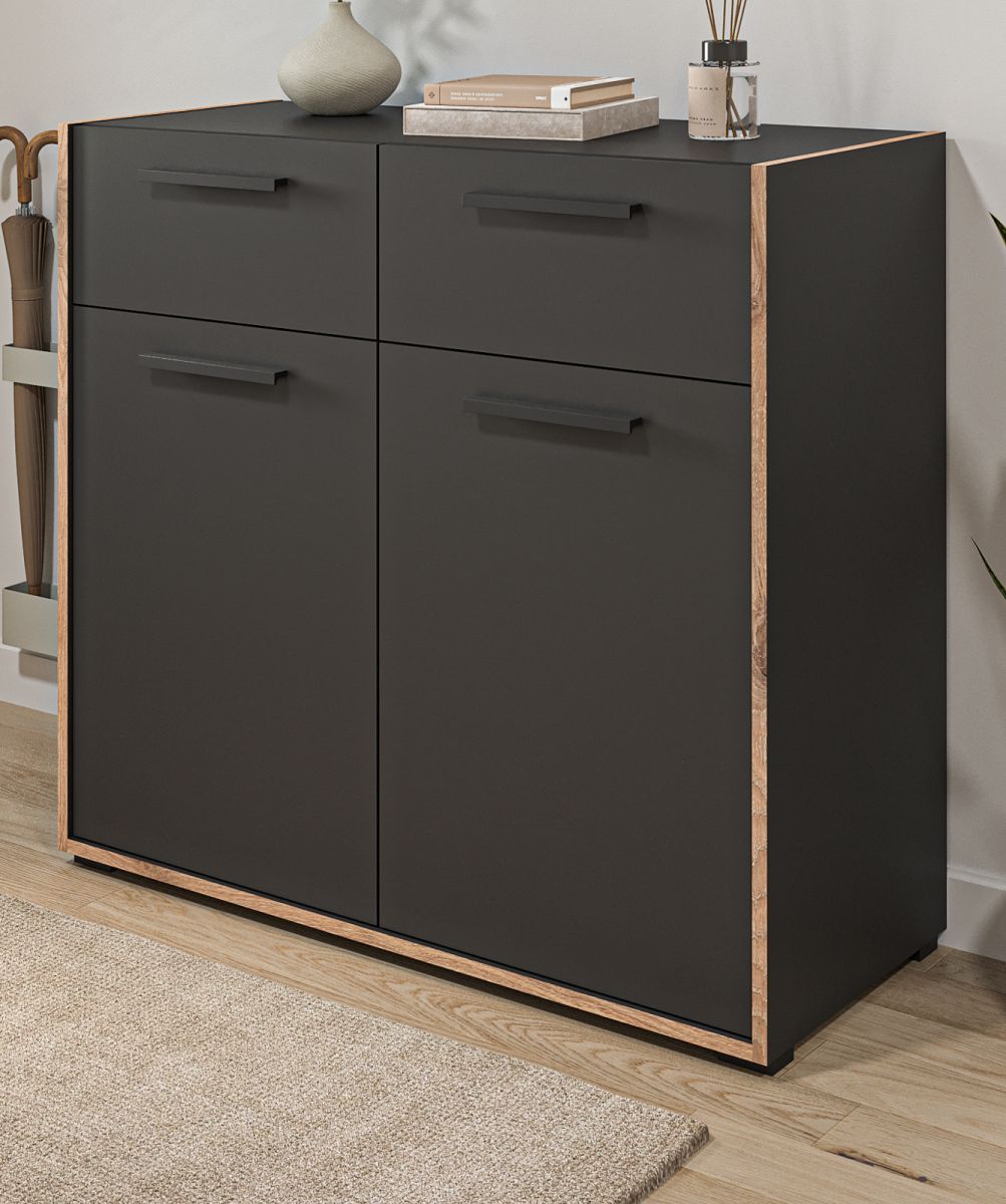 Schuhschrank Salud in grau und Nox Eiche 95 x 86 cm