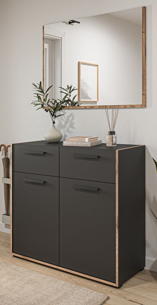 Garderobe Set 2-tlg. Salud in grau und Nox Eiche 95 x 189 cm