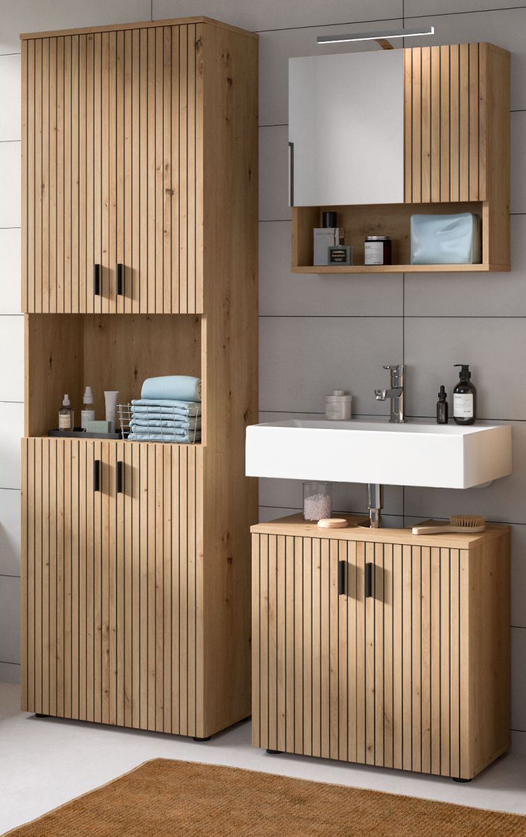 Badmöbel Set Livia in Eiche 3-teilig 135 cm