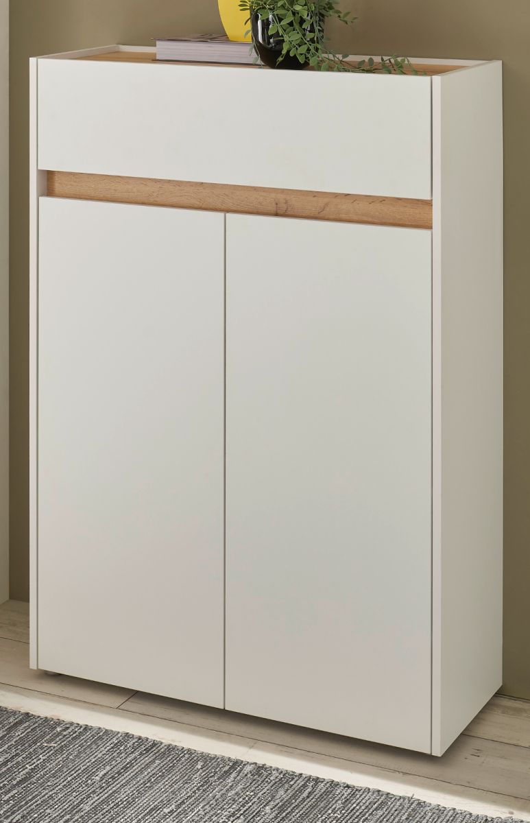Schuhschrank Center in weiß und Eiche Wotan 85 x 122 cm