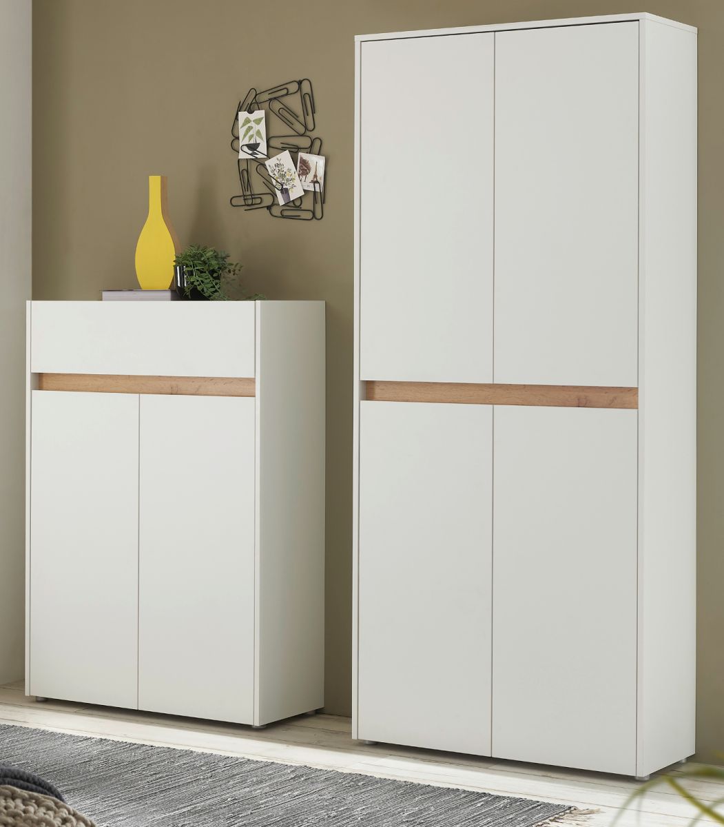 Garderobe Set 2-tlg. Center in weiß und Eiche Wotan 180 x 195 cm