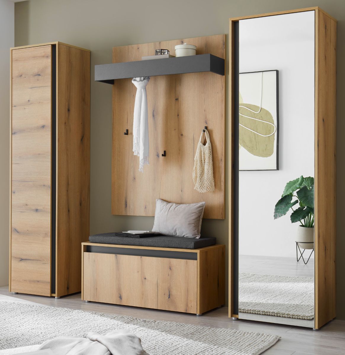 Garderobe Set 5-tlg. Center in Eiche 230 x 200 cm