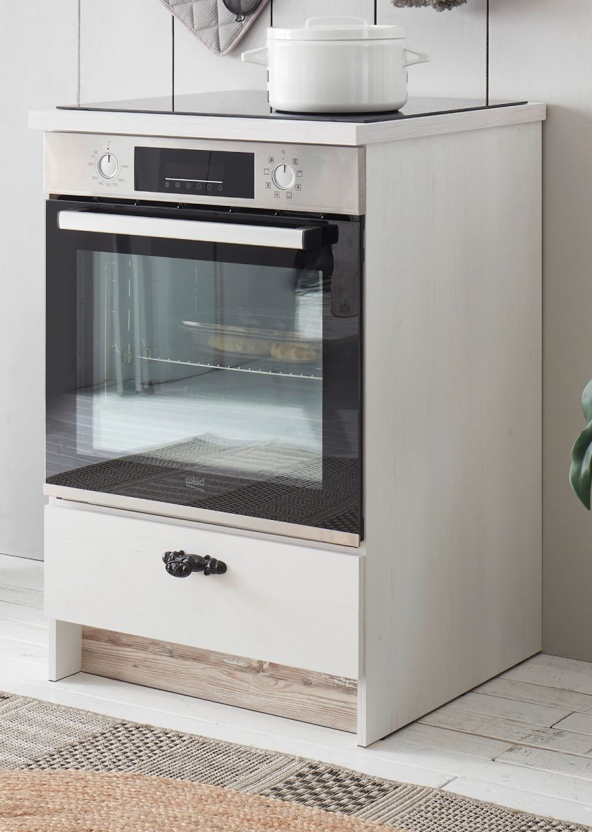 Küche Herdumbauschrank Rovola in Pinie weiß Landhaus 60 cm